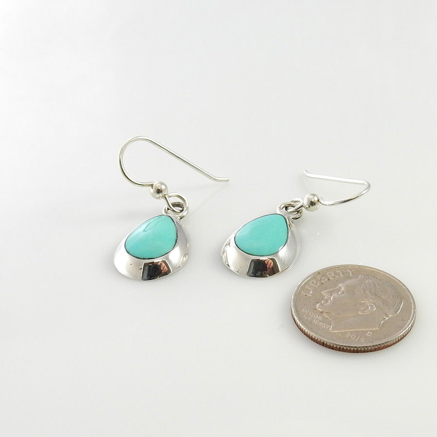 Sterling Silver Turquoise Inlay Teardrop Dangle Earrings