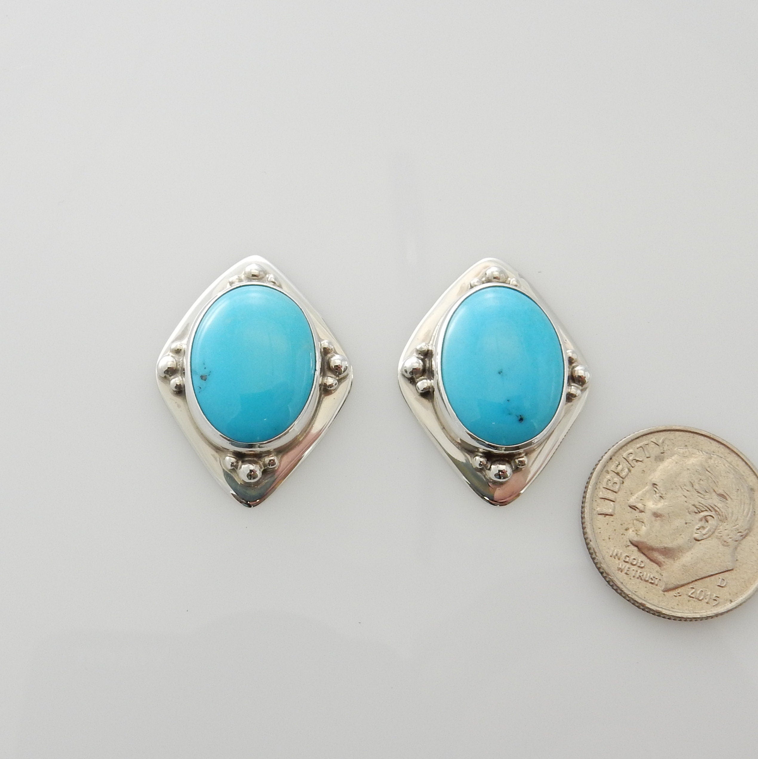 Sterling Silver Sleeping Beauty Turquoise Post Earrings