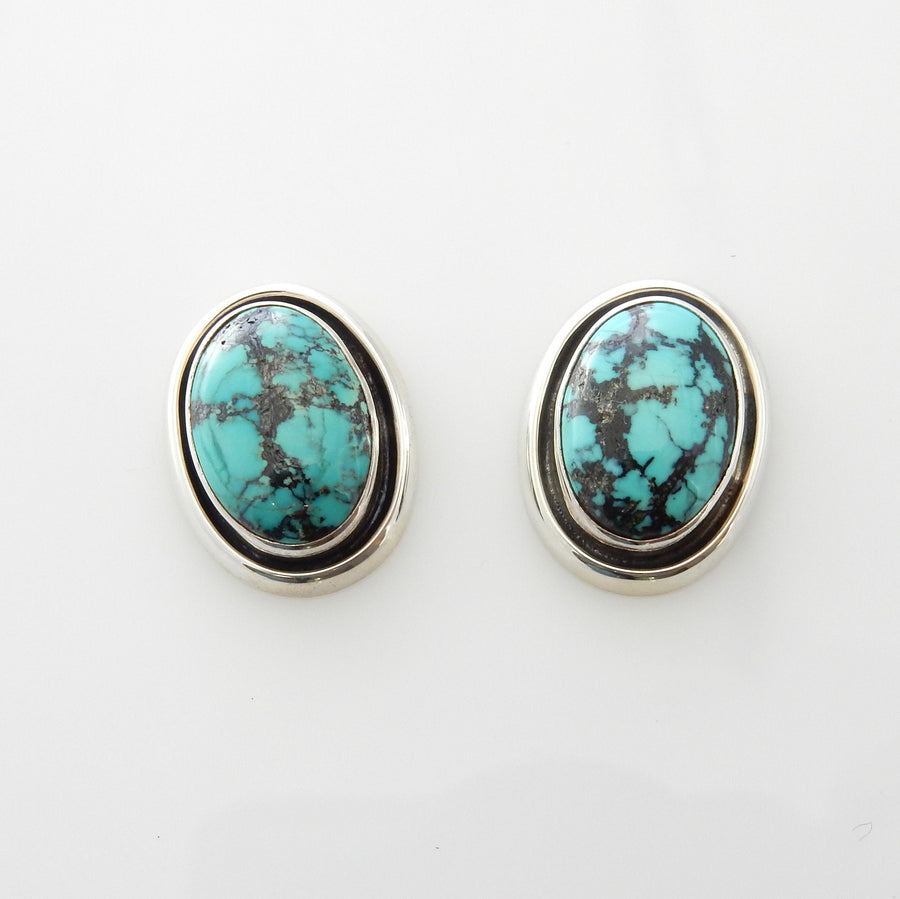 Sterling Silver Kingman Turquoise Post Earrings