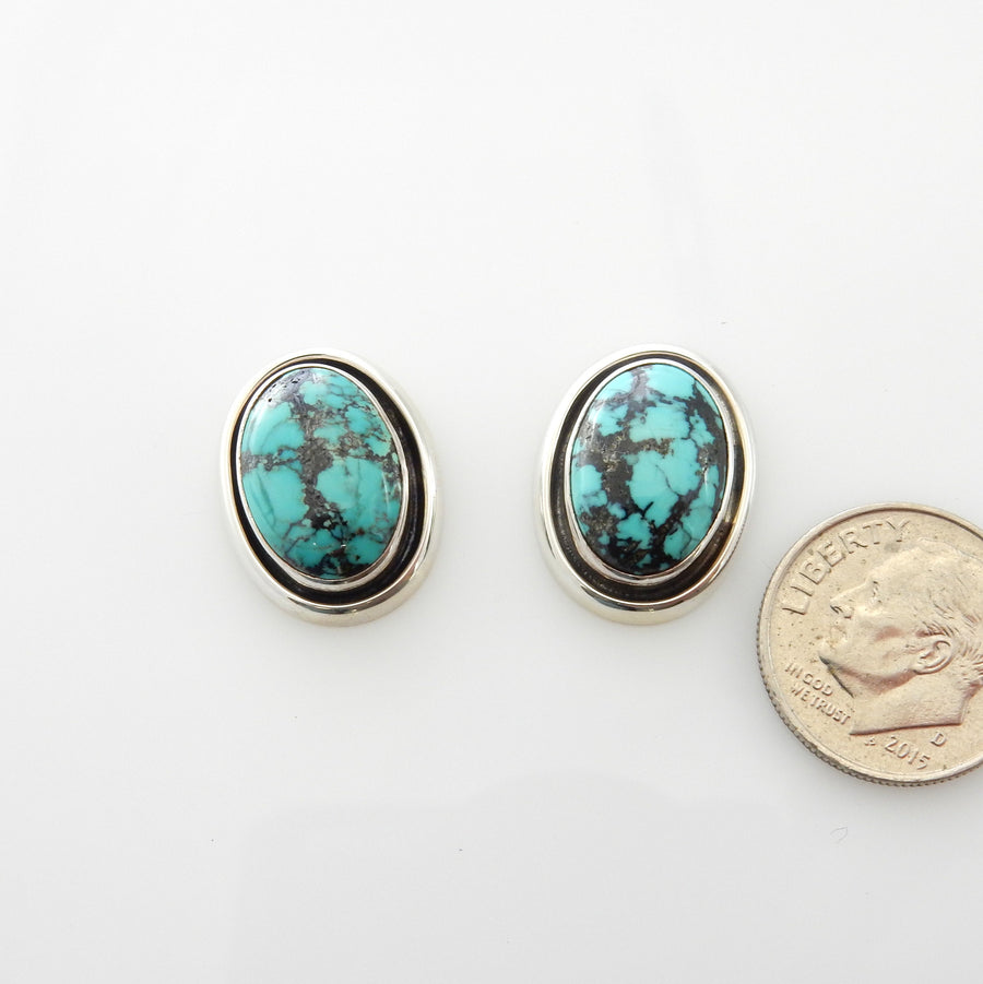 Sterling Silver Kingman Turquoise Post Earrings