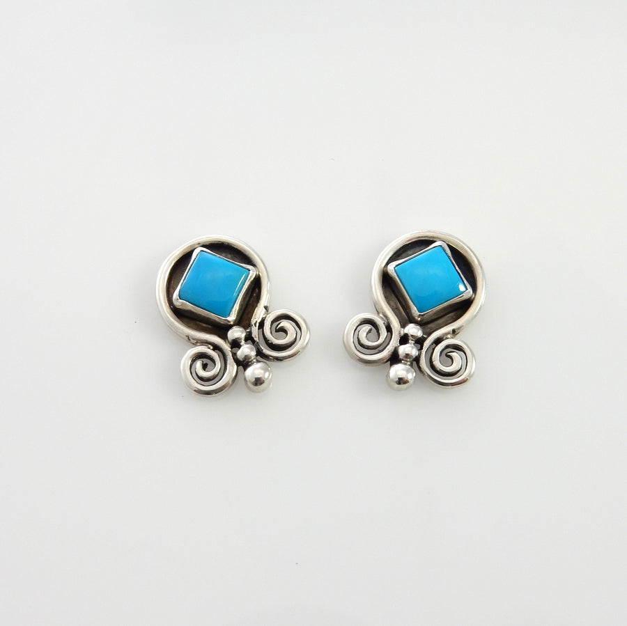 Sterling Silver Blue Turquoise Post Earrings