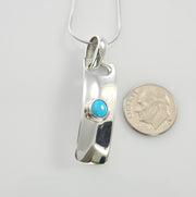 Sterling Silver turquoise handmade drop pendant, one of a kind simple blue turquoise pendant