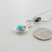 Handmade Sterling Silver turquoise southwestern drop pendant, one of a kind handmade blue turquoise pendant