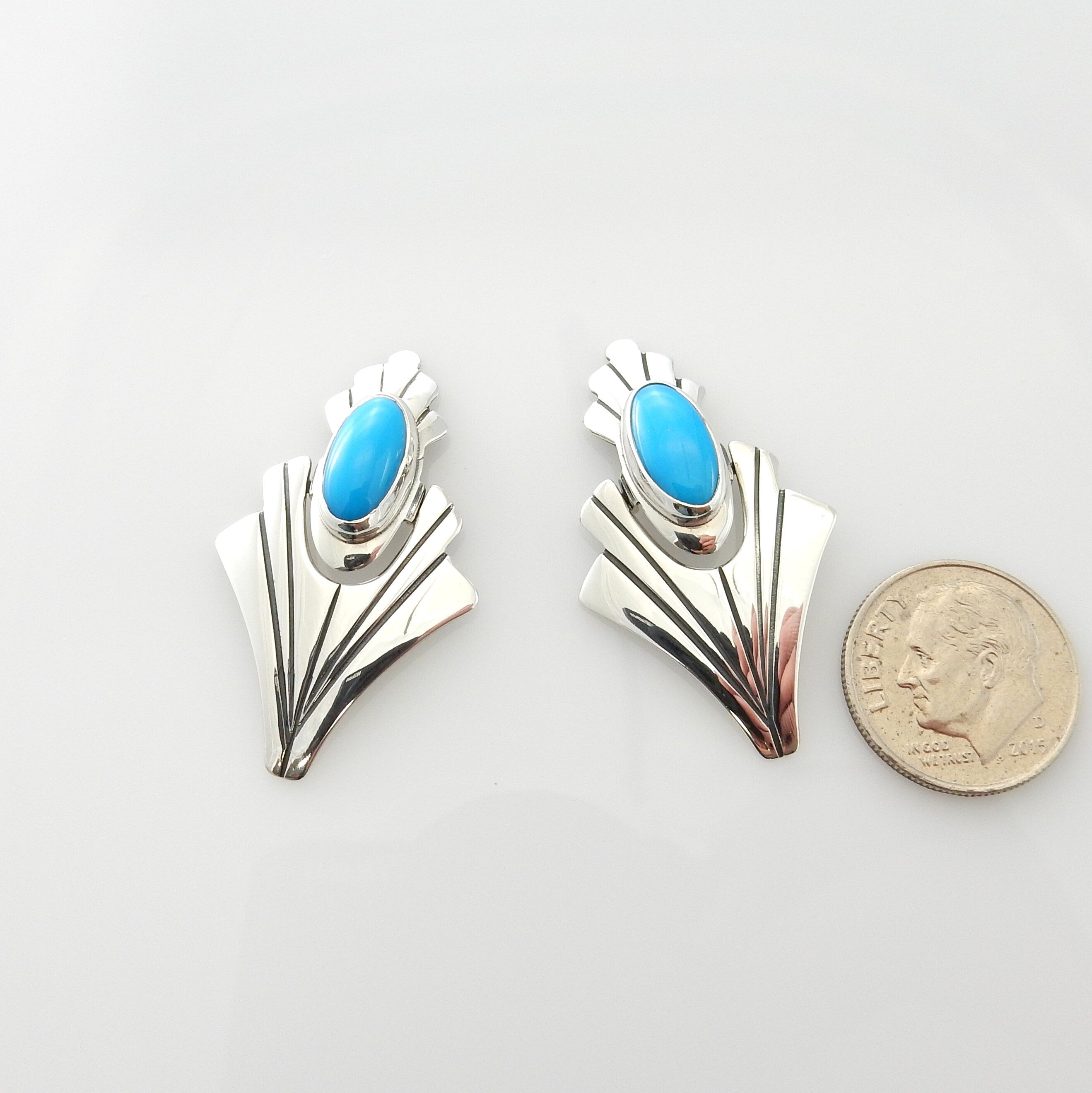 Sterling Silver Blue Turquoise Post Earrings