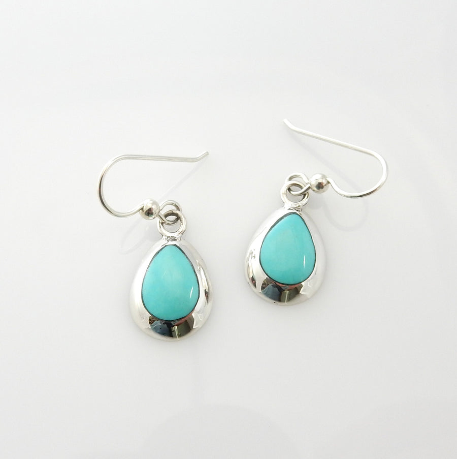 Sterling Silver Turquoise Inlay Teardrop Dangle Earrings