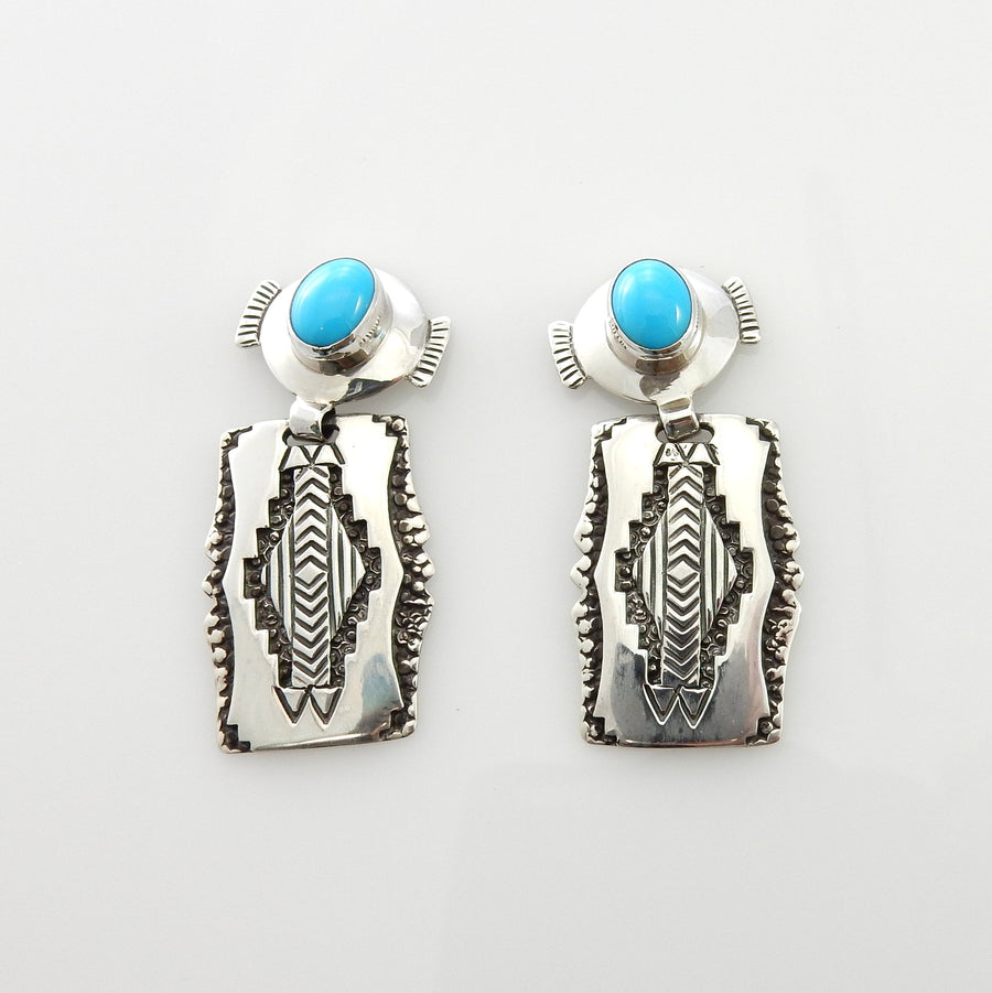 Sterling Silver Blue Turquoise Southwestern Post Earrings