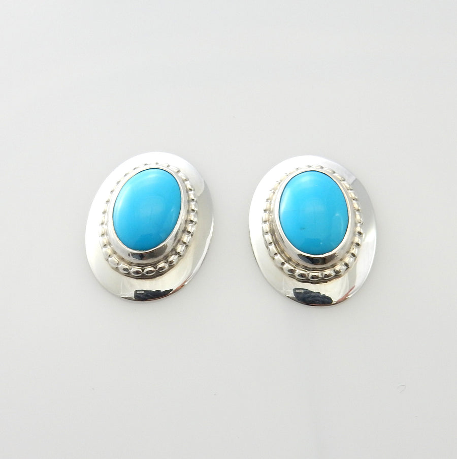 Sterling Silver Blue Turquoise Post Earrings