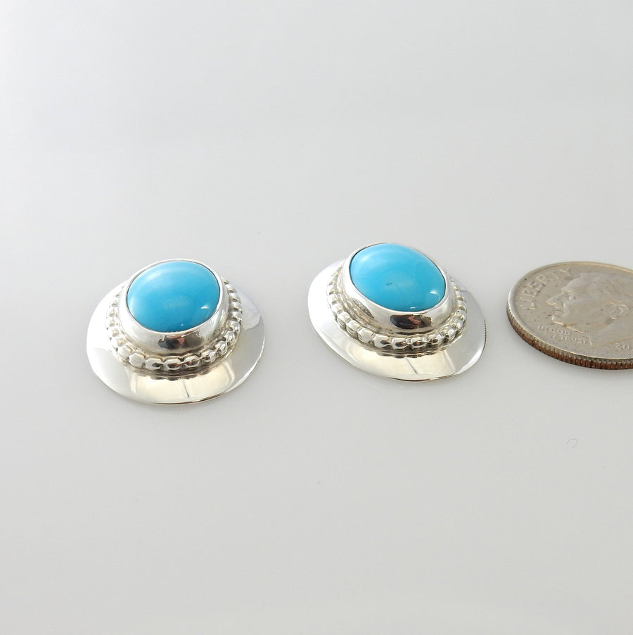 Sterling Silver Blue Turquoise Post Earrings