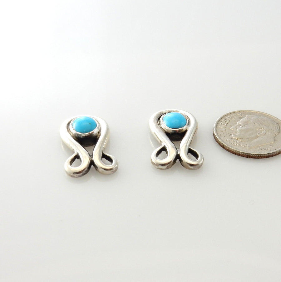 Sterling Silver Blue Turquoise Post earrings, Stylish Sterling Sleeping Beauty Turquoise Earrings, Southwestern Style Turquoise earrings