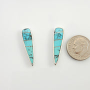 Sterling Silver Blue Turquoise Inlay Earrings