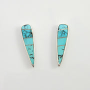 Sterling Silver Blue Turquoise Inlay Earrings