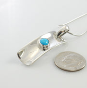 Sterling Silver turquoise handmade drop pendant, one of a kind simple blue turquoise pendant