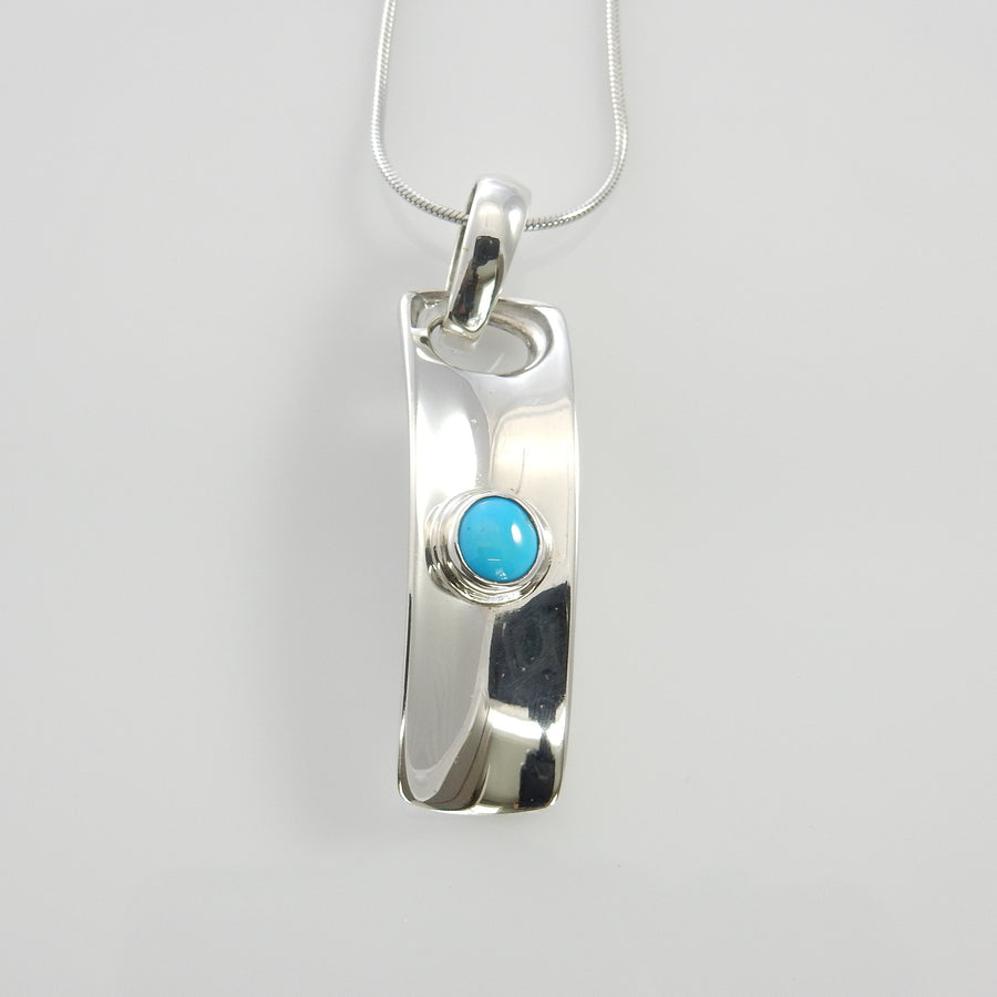 Sterling Silver turquoise handmade drop pendant, one of a kind simple blue turquoise pendant