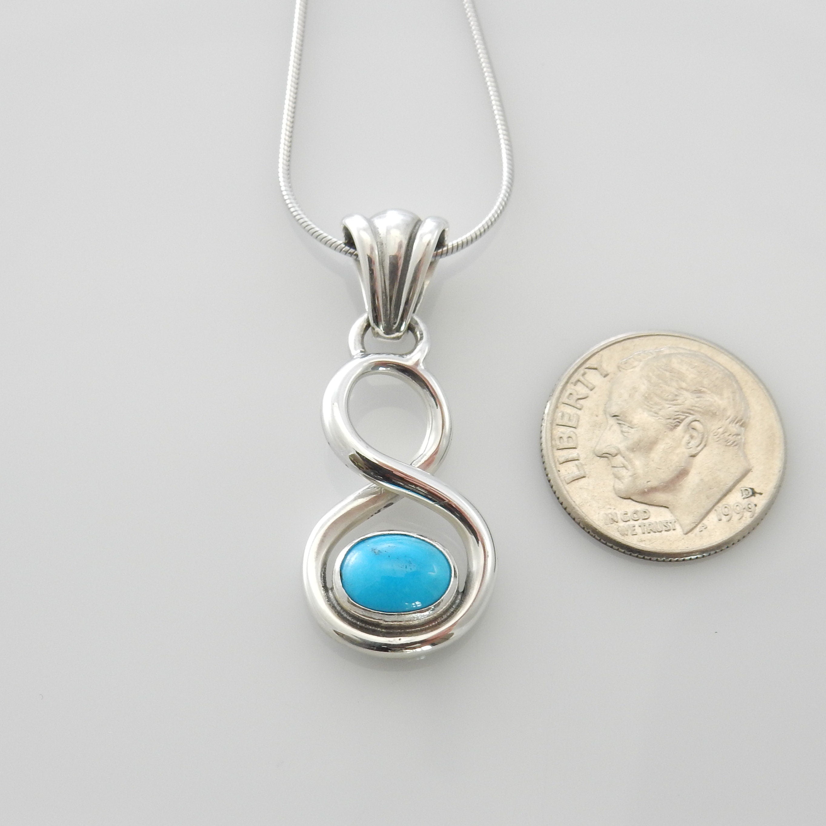 Handmade Sterling Silver turquoise southwestern drop pendant, one of a kind handmade blue turquoise pendant