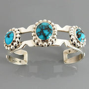 Rare Persian turquoise bracelet, Sterling silver blue matrix turquoise cuff bracelet