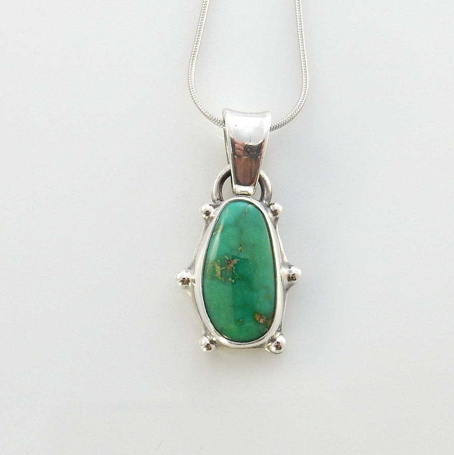 Sterling silver turquoise handmade pendant, royston turquoise pendant, natural royston turquoise handmade drop pendant with chain