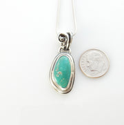 Sterling silver turquoise handmade pendant, royston turquoise pendant, natural royston turquoise handmade drop pendant with chain