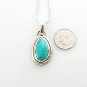 Sterling silver turquoise handmade pendant, royston turquoise pendant, natural royston turquoise handmade drop pendant with chain