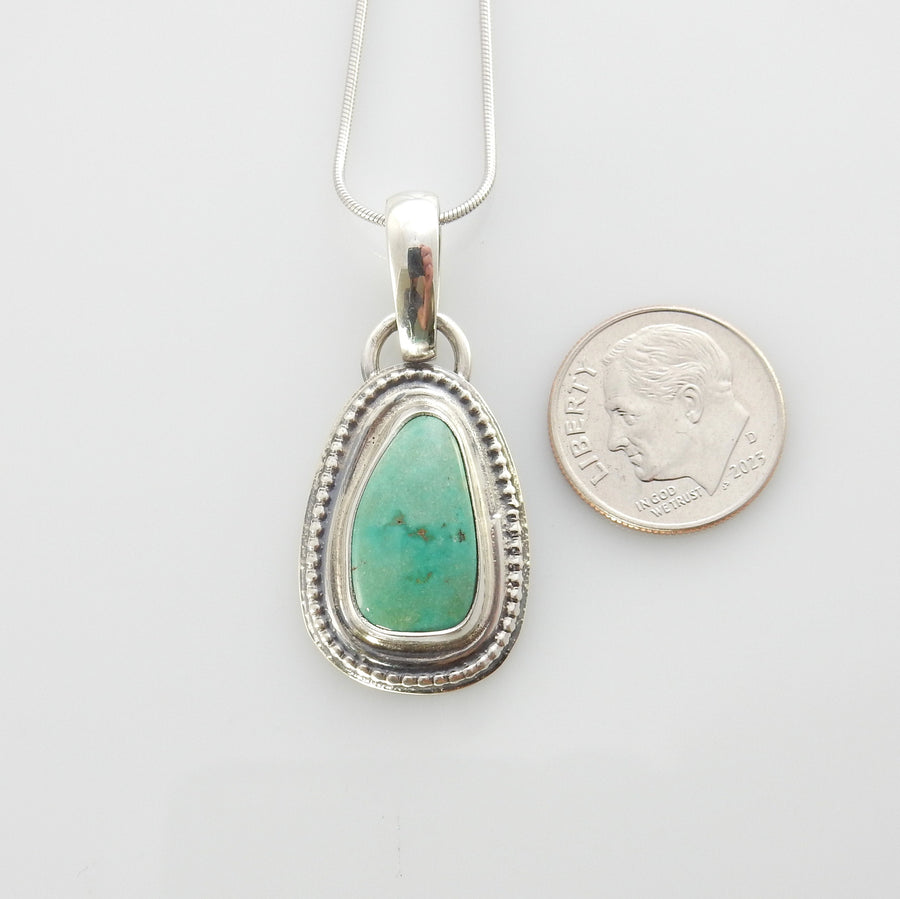 Sterling silver turquoise handmade pendant, royston turquoise pendant, natural royston turquoise handmade drop pendant with chain