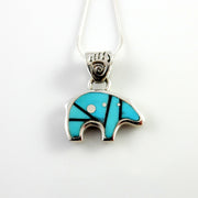 Sterling Silver Turquoise Onyx Inlay Bear Pendant