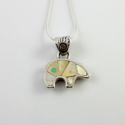 Sterling Silver "Gold Lip" Mother of Pearl Inlay Bear Pendant