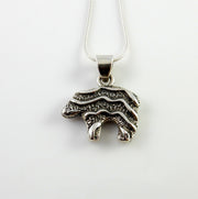 Sterling Silver Multi-stone Inlay Bear Pendant