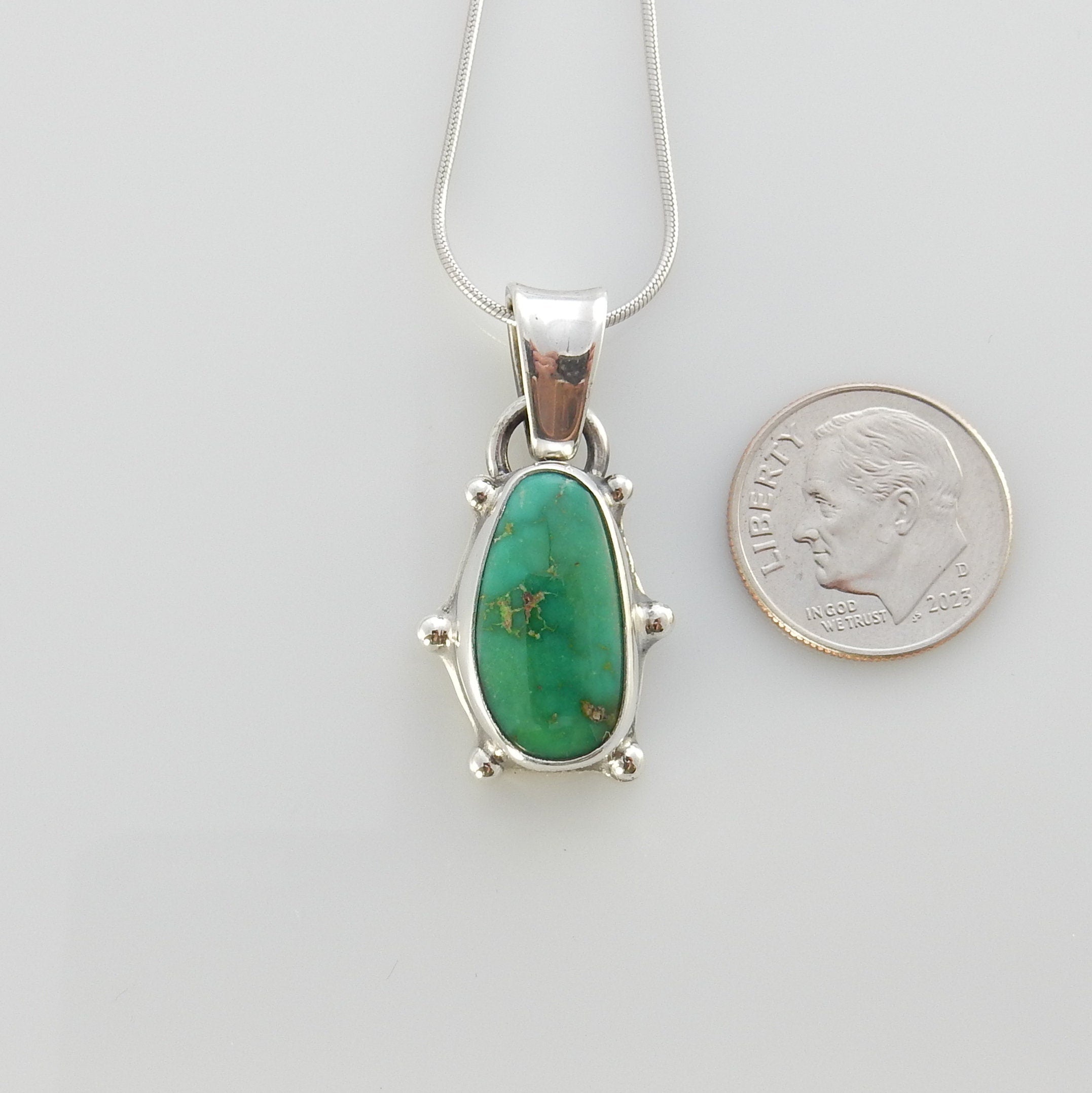 Sterling silver turquoise handmade pendant, royston turquoise pendant, natural royston turquoise handmade drop pendant with chain