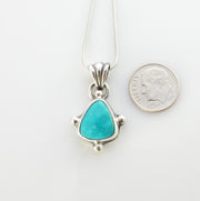 Sterling silver turquoise handmade pendant, royston turquoise pendant, natural royston turquoise handmade drop pendant with chain