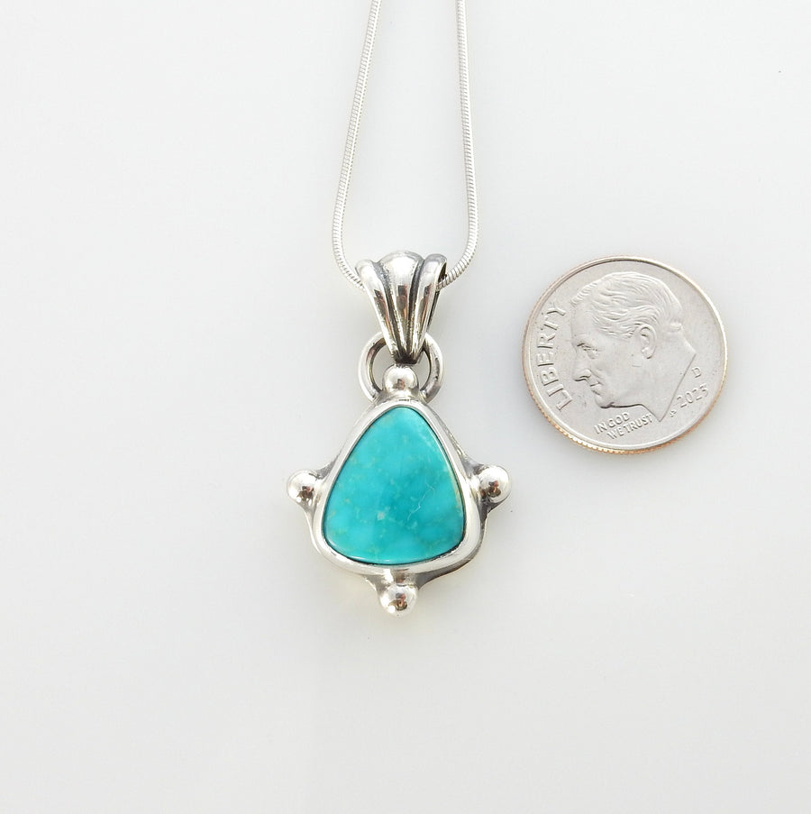 Sterling silver turquoise handmade pendant, royston turquoise pendant, natural royston turquoise handmade drop pendant with chain