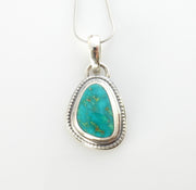 Sterling silver turquoise handmade pendant, royston turquoise pendant, natural royston turquoise handmade drop pendant with chain