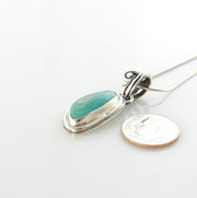 Sterling silver turquoise handmade pendant, royston turquoise pendant, natural royston turquoise handmade drop pendant with chain