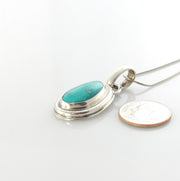 Sterling silver turquoise handmade pendant, royston turquoise pendant, natural royston turquoise handmade drop pendant with chain