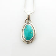 Sterling silver turquoise handmade pendant, royston turquoise pendant, natural royston turquoise handmade drop pendant with chain