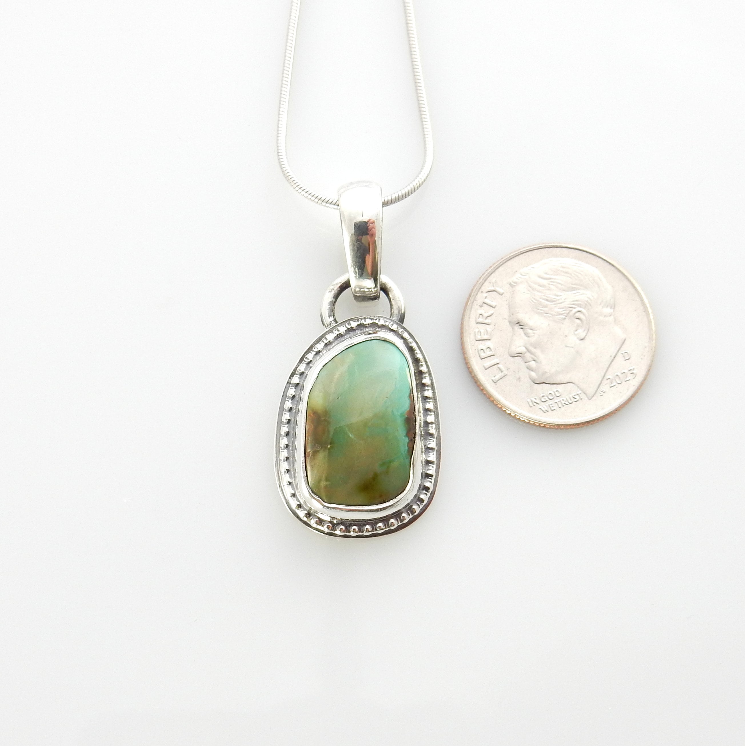 Sterling silver turquoise handmade pendant, royston turquoise pendant, natural royston turquoise handmade drop pendant with chain