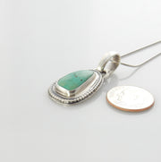 Sterling silver turquoise handmade pendant, royston turquoise pendant, natural royston turquoise handmade drop pendant with chain