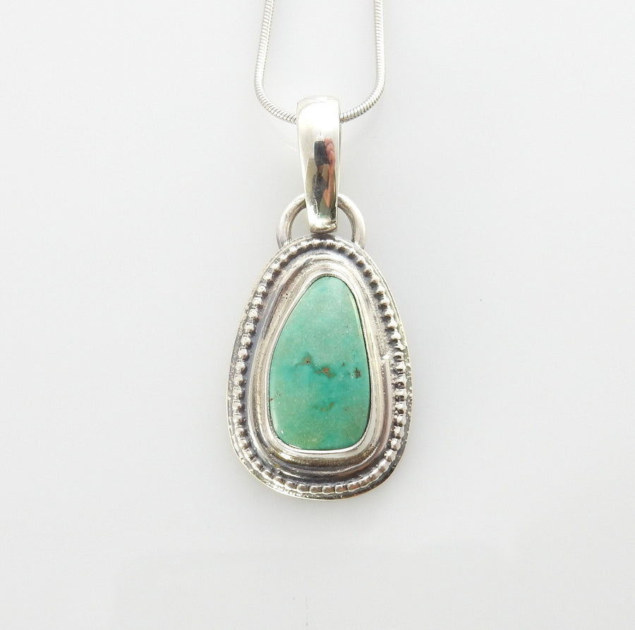 Sterling silver turquoise handmade pendant, royston turquoise pendant, natural royston turquoise handmade drop pendant with chain