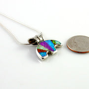 Sterling Silver Multi-colored Opal Inlay Bear Pendant