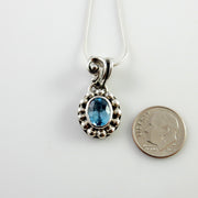 Sterling Silver Blue Topaz Handmade Pendant, Beautiful silver topaz drop pendant, topaz southwestern silver .925 pendant