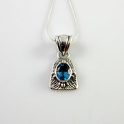 Sterling Silver Blue Topaz Handmade Pendant, Beautiful silver topaz drop pendant, topaz southwestern silver .925 pendant