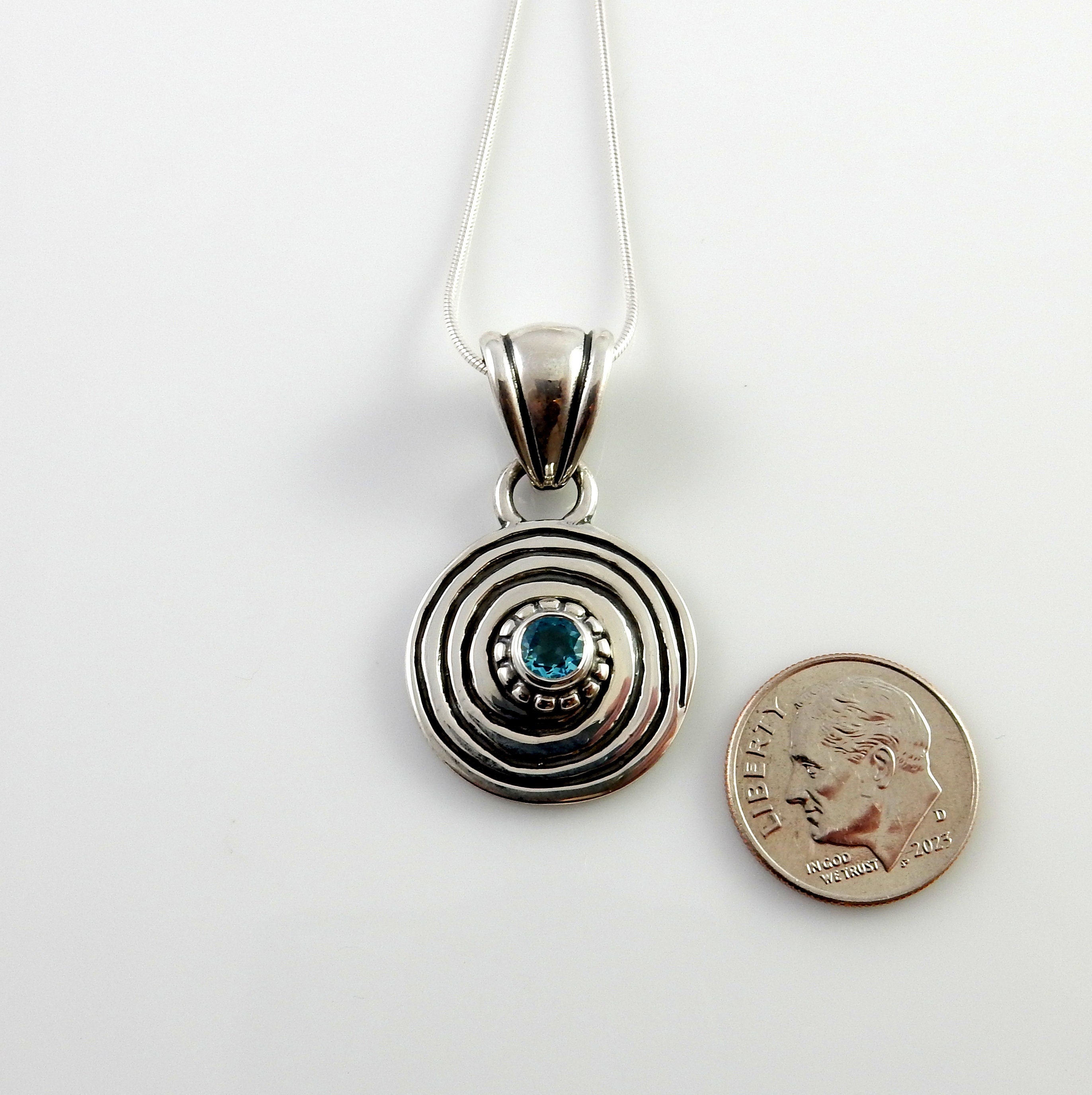 Sterling Silver Blue Topaz Handmade Pendant, silver topaz drop pendant, topaz designer silver drop pendant with chain