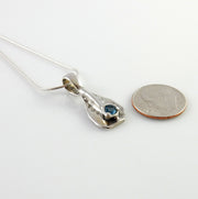 Sterling Silver Blue Topaz Handmade Pendant, Beautiful silver topaz drop pendant, topaz silver drop pendant with chain