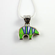 Sterling Silver Multi-stone Inlay Bear Pendant