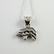 Sterling Silver Multi-stone Inlay Bear Pendant