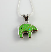 Sterling Silver Green Turquoise Inlay Bear Pendant