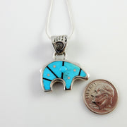 Sterling SIlver Turquoise Onyx Inlay Bear Pendant