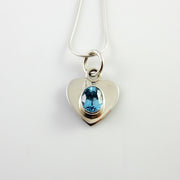 Sterling Silver Blue Topaz Handmade Heart Pendant, Beautiful silver topaz drop pendant, topaz designer silver .925 drop pendant with chain