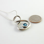 Sterling Silver Blue Topaz Handmade Pendant, Beautiful silver topaz drop pendant, topaz designer silver .925 drop pendant with chain