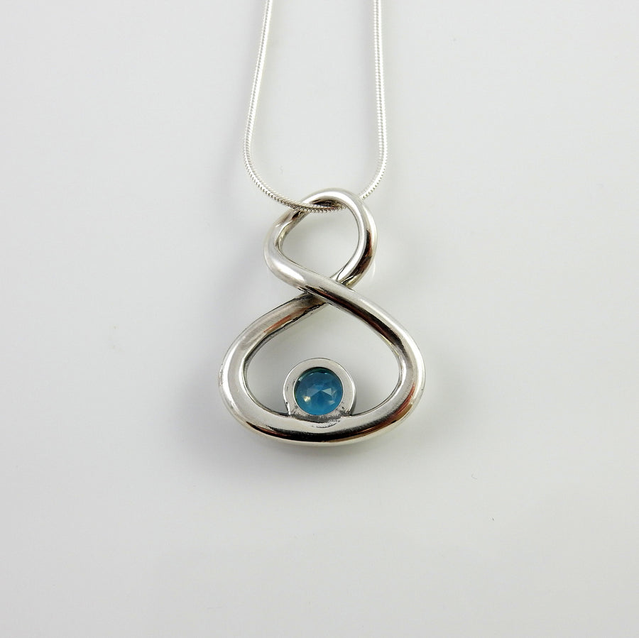 Sterling Silver Blue Topaz Handmade Pendant, Beautiful silver topaz drop pendant, topaz designer silver .925 drop pendant with chain