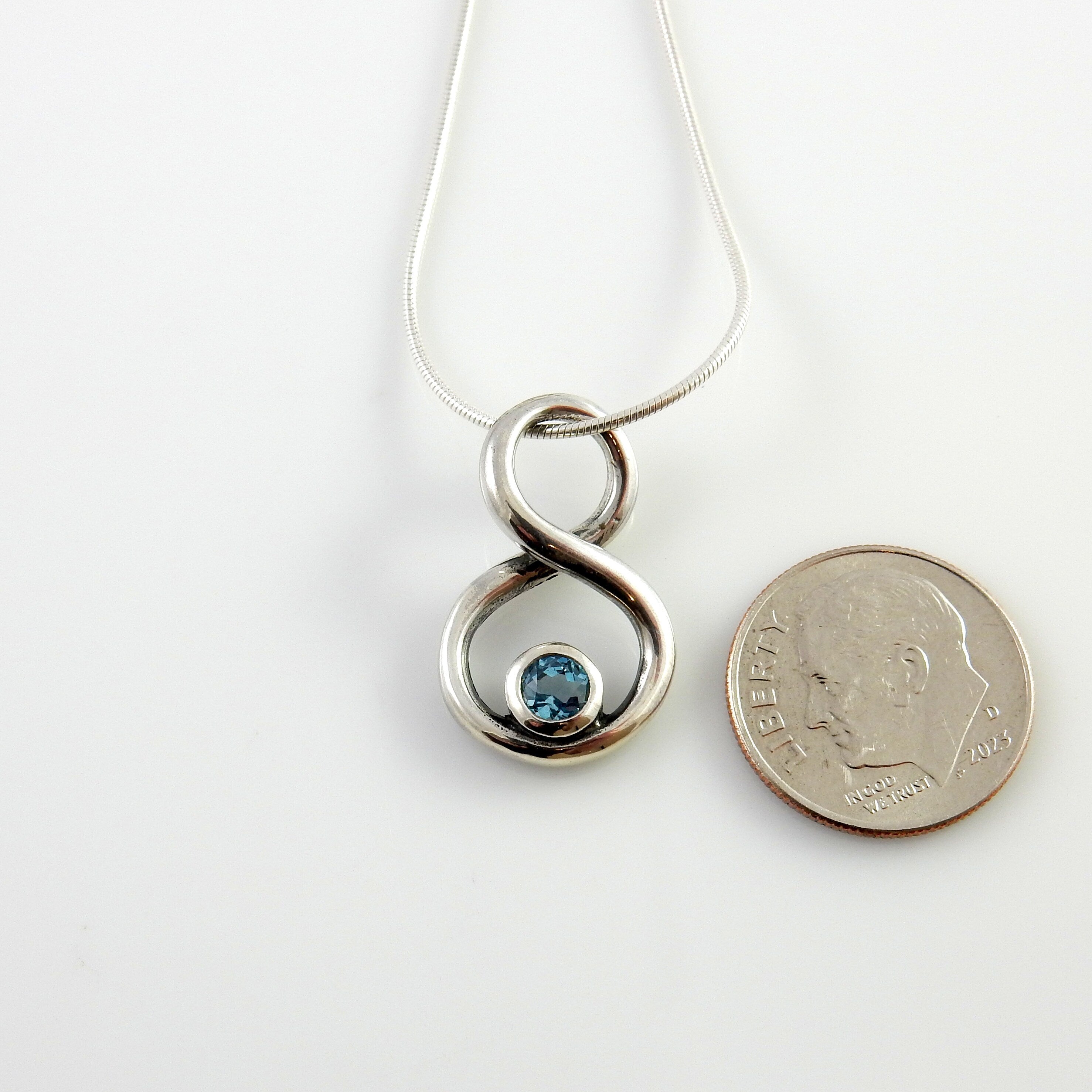 Sterling Silver Blue Topaz Handmade Pendant, Beautiful silver topaz pendant, topaz designer silver drop pendant