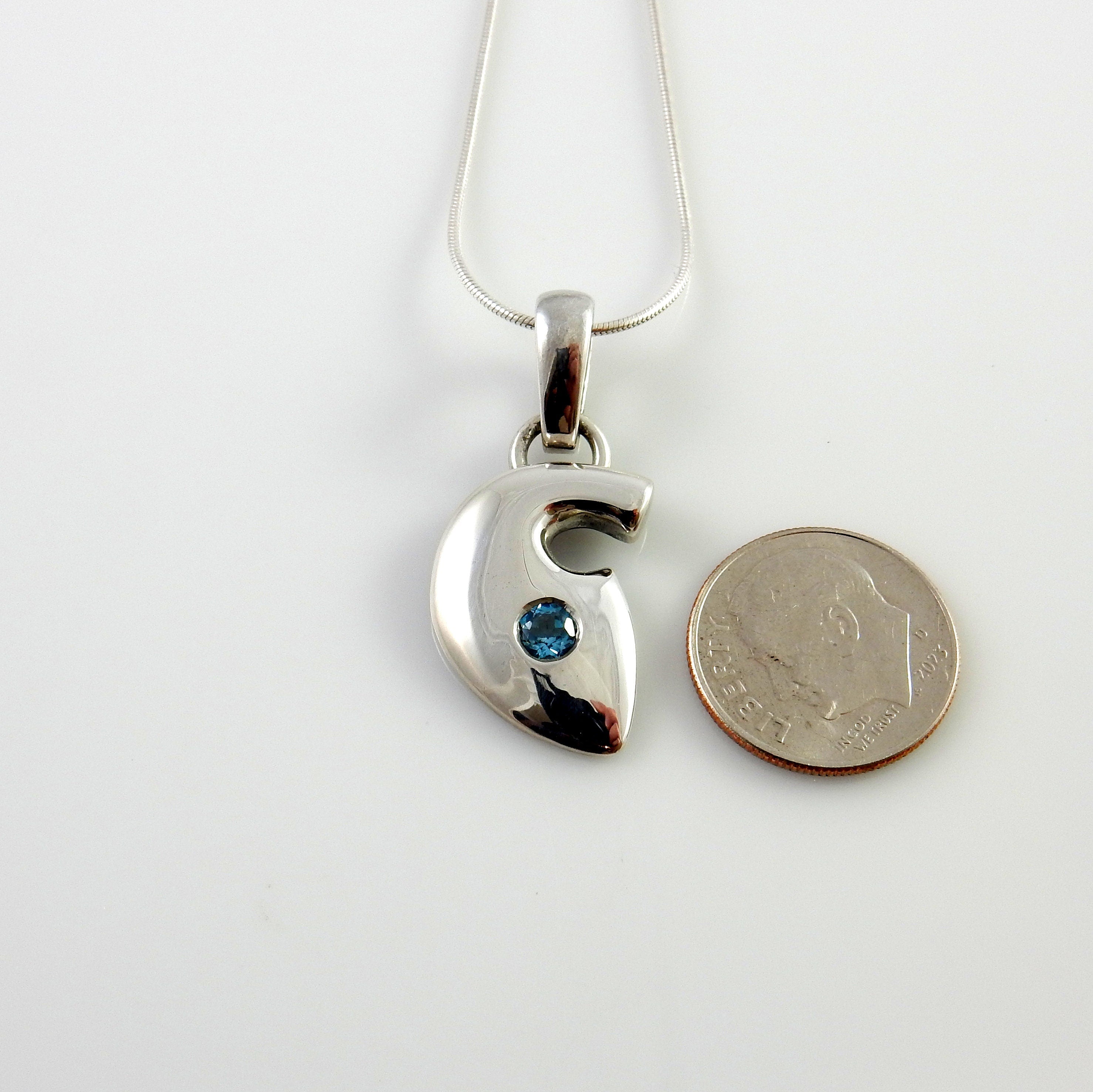 Sterling Silver Blue Topaz Pendant, silver handmade topaz drop pendant, topaz designer silver .925 drop pendant with chain